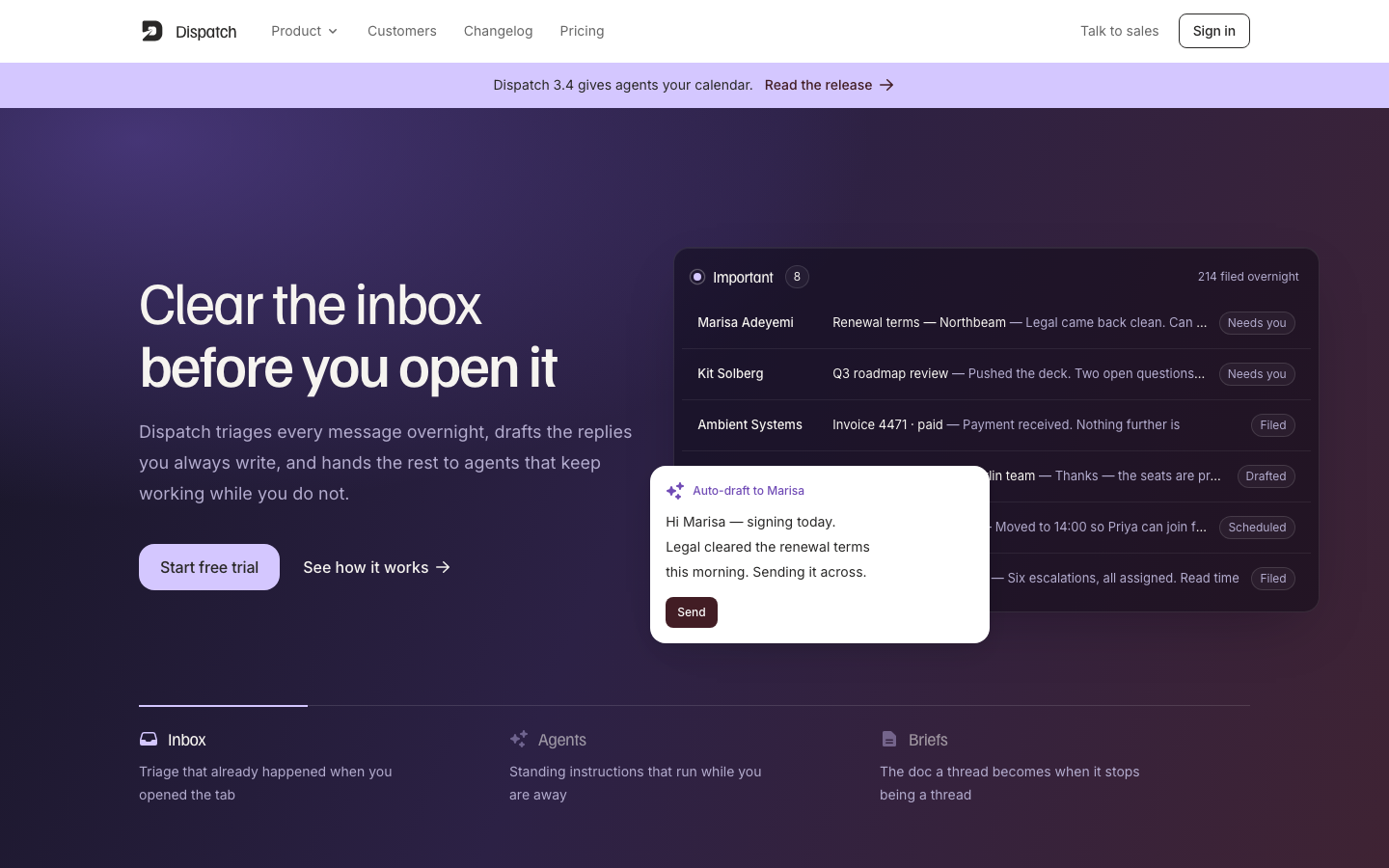 Dispatch template preview